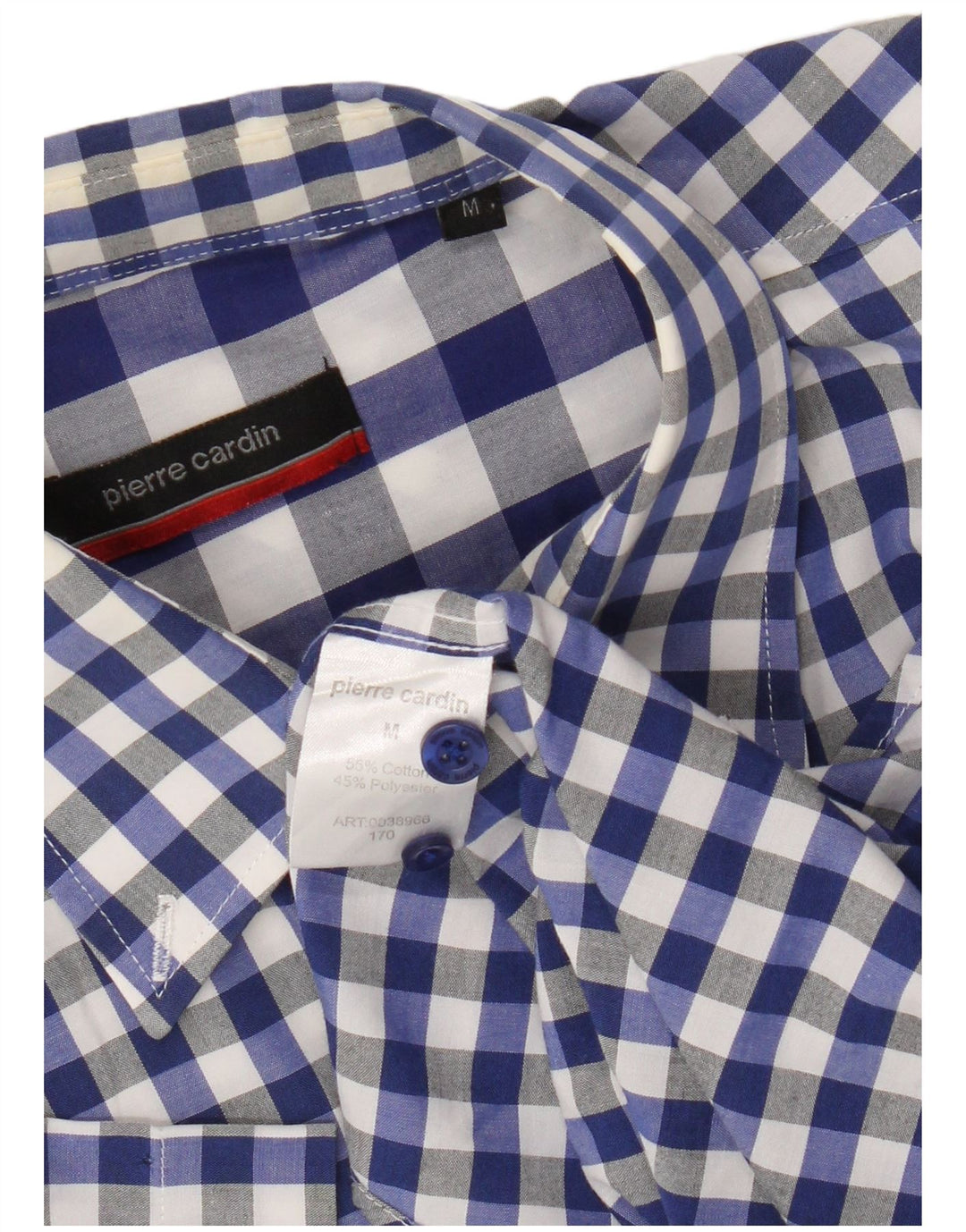 Camicia a maniche corte da uomo Pierre Cardin in cotone a quadretti blu medio