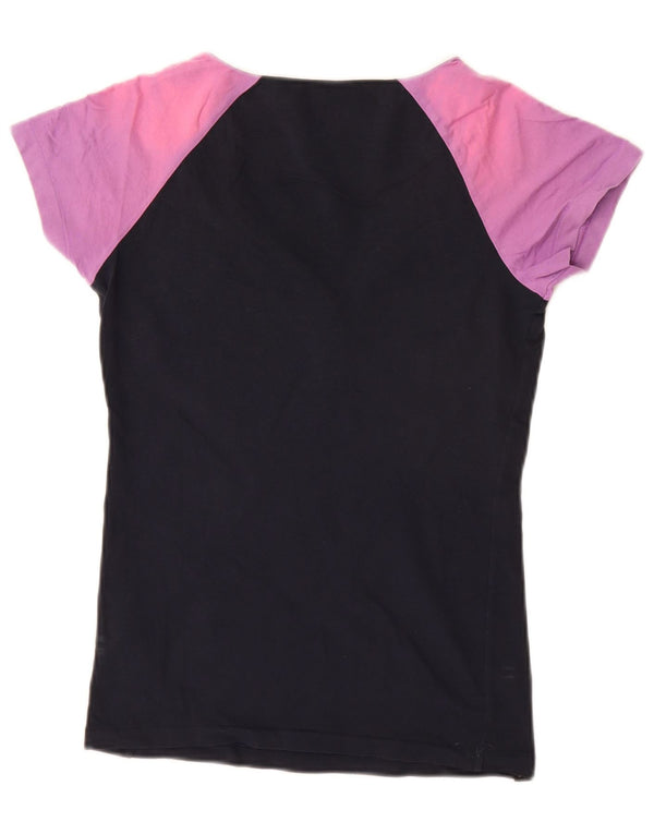 T-shirt da donna Nike Top UK 8/10 piccola in cotone color block nero