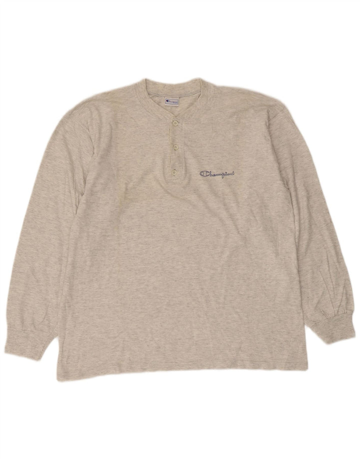 Maglia da uomo Champion a maniche lunghe XL in cotone chiazzato grigio
