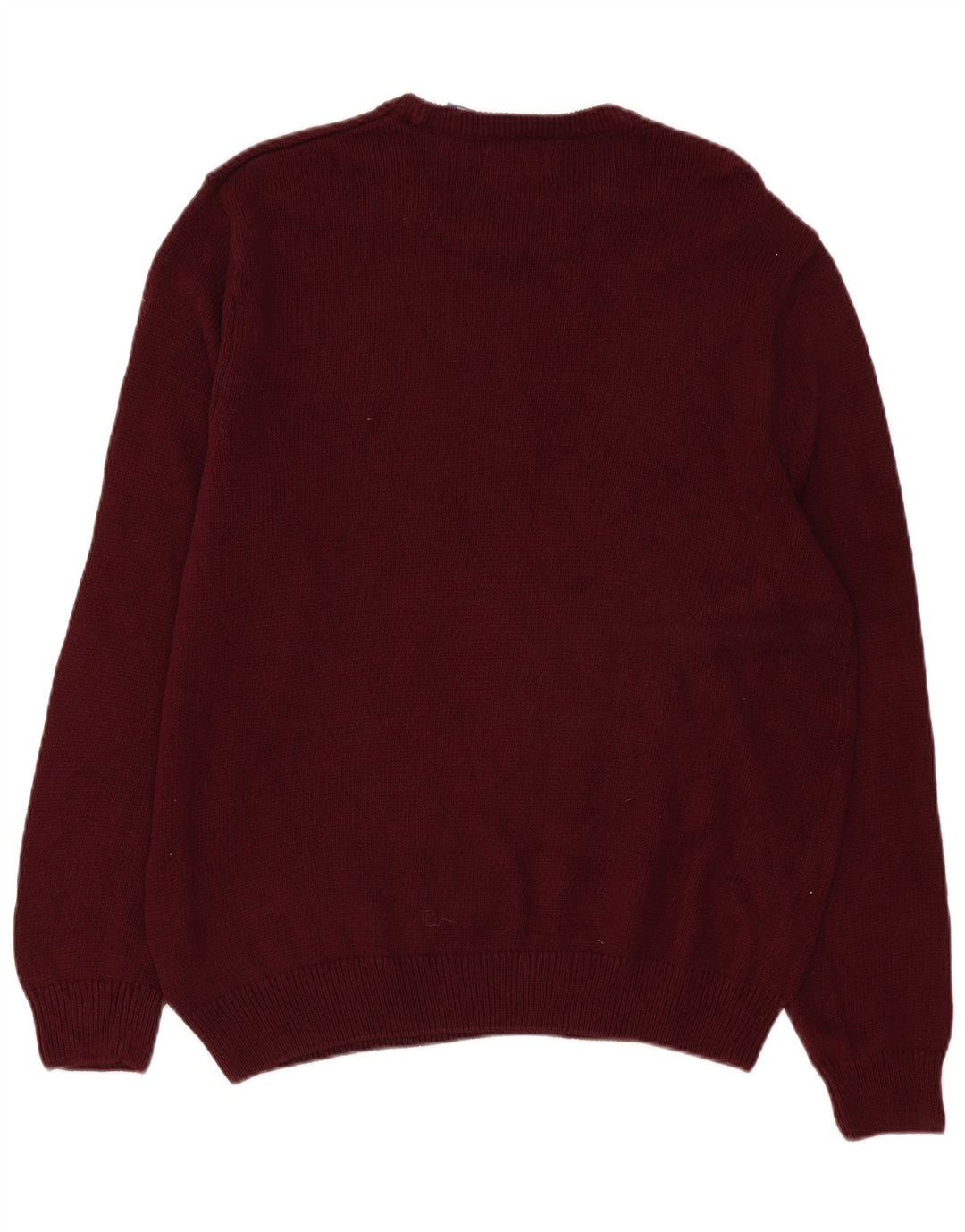 Maglione maglione girocollo da uomo Chaps XL in cotone bordeaux