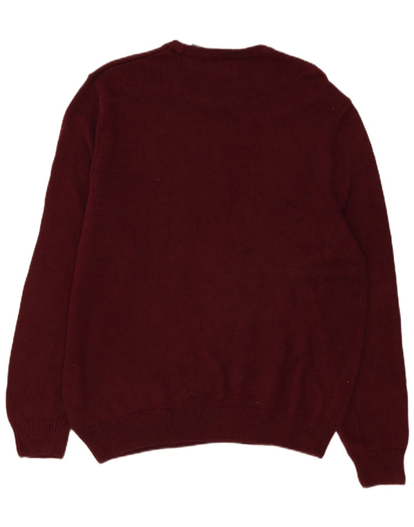 Maglione maglione girocollo da uomo Chaps XL in cotone bordeaux