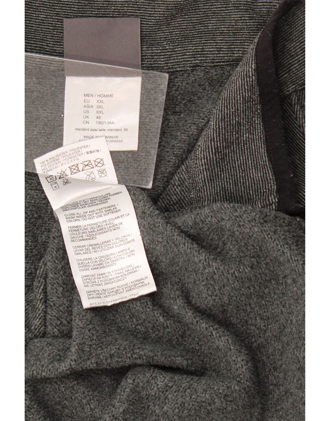 JACK WOLFSKIN Maglione in pile da uomo con zip e collo UK 48 2XL Gessato grigio
