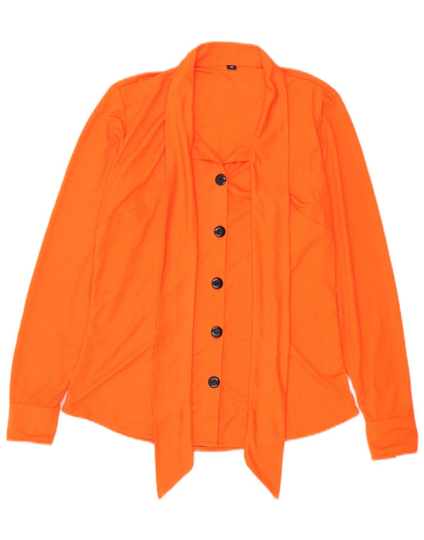 Camicetta vintage da donna con cravatta sul davanti UK 14 arancione medio