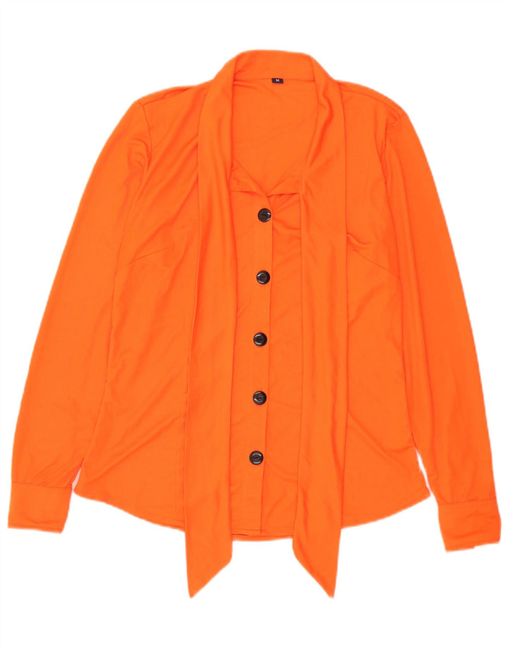 Camicetta vintage da donna con cravatta sul davanti UK 14 arancione medio