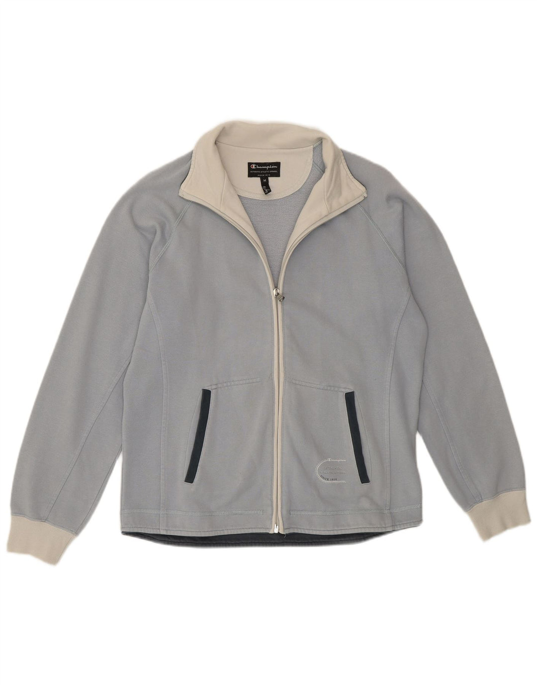 CHAMPION Womens Easy Fit Tracksuit Top Jacket UK 14 Medium Blue Cotton