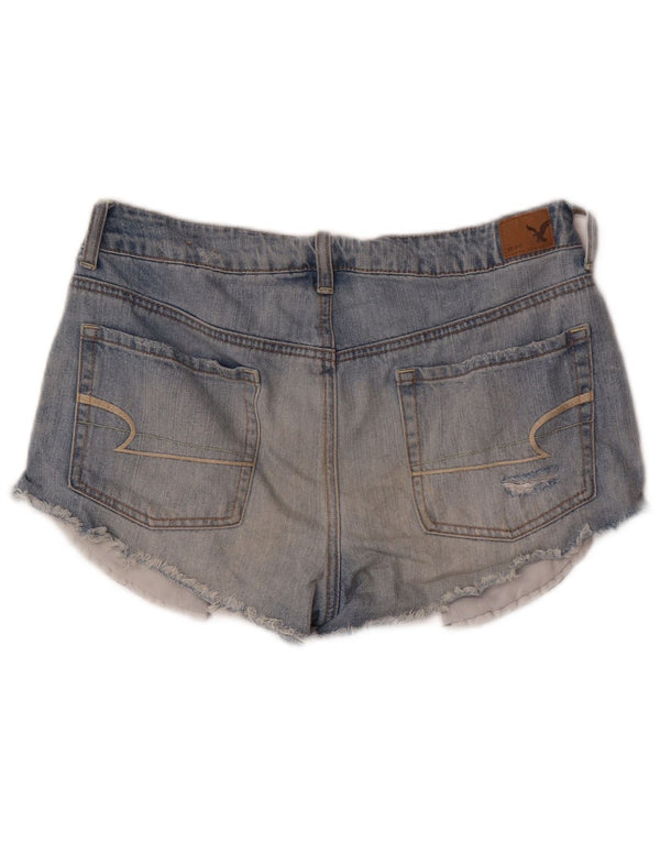 Pantaloncini in denim invecchiato da donna American Eagle US 8 Medium W30 Blu