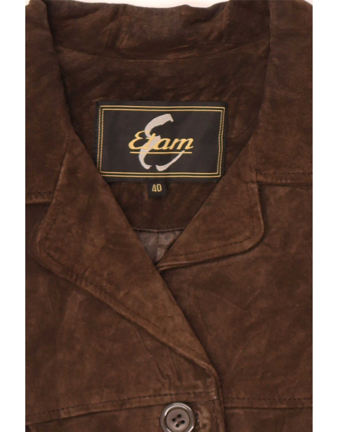 Giacca in pelle scamosciata da donna Etam UK 12 in pelle marrone medio