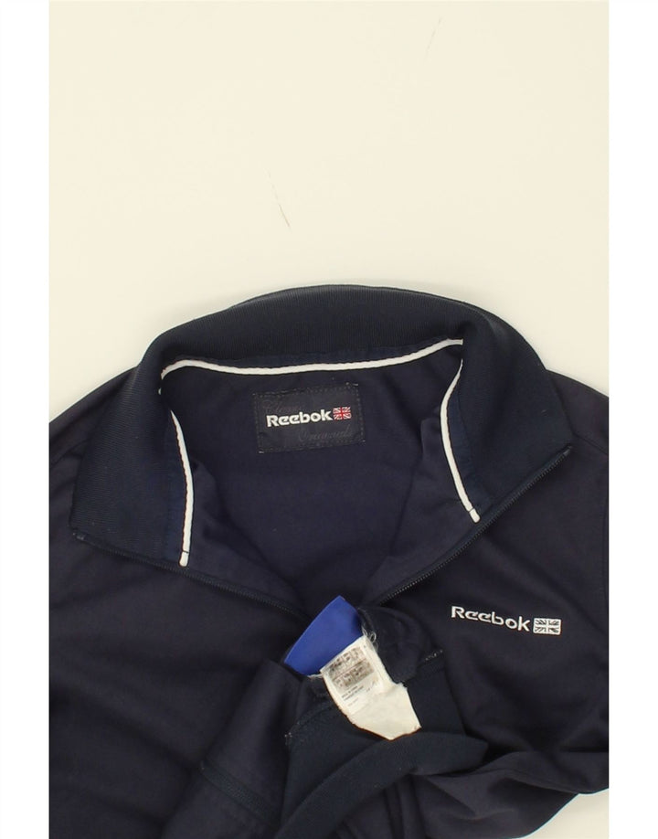 REEBOK Womens Tracksuit Top Jacket UK 8 Small Navy Blue Polyester Vintage Reebok and Second-Hand Reebok from Messina Hembry 
