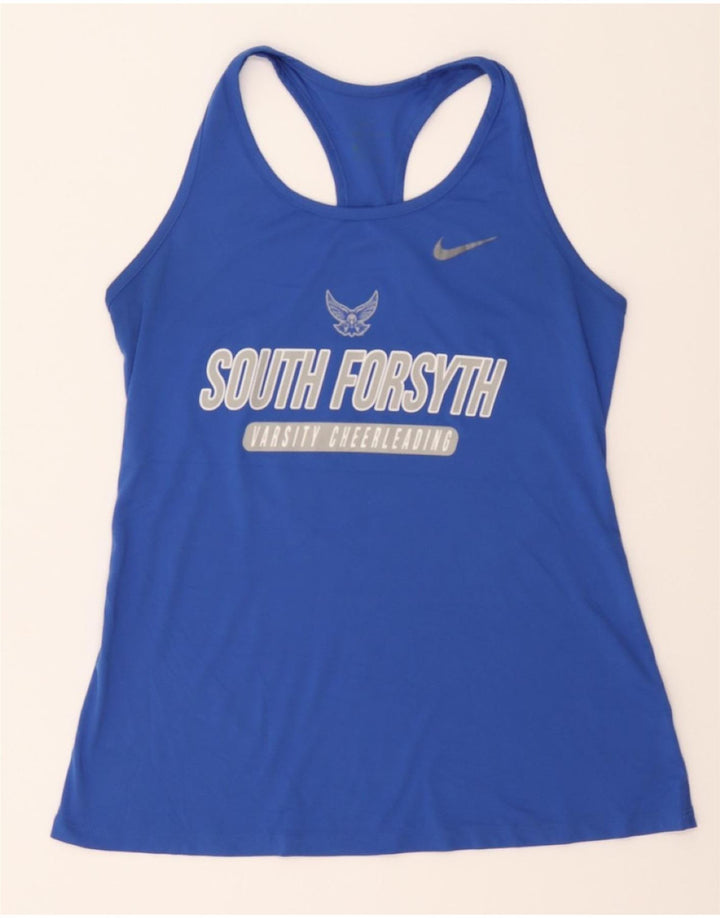 NIKE Womens South Forsyth Graphic Vest Top UK 12 Medium Blue Polyester Vintage Nike and Second-Hand Nike from Messina Hembry 