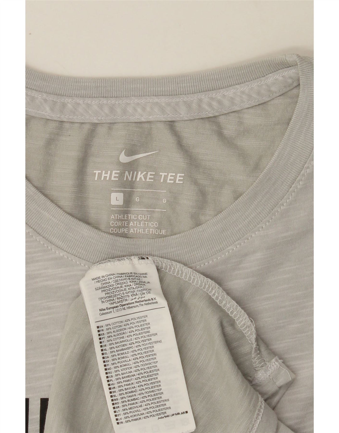NIKE Mens Athletic Cut Graphic T-Shirt Top Large Grey Cotton Vintage Nike and Second-Hand Nike from Messina Hembry 