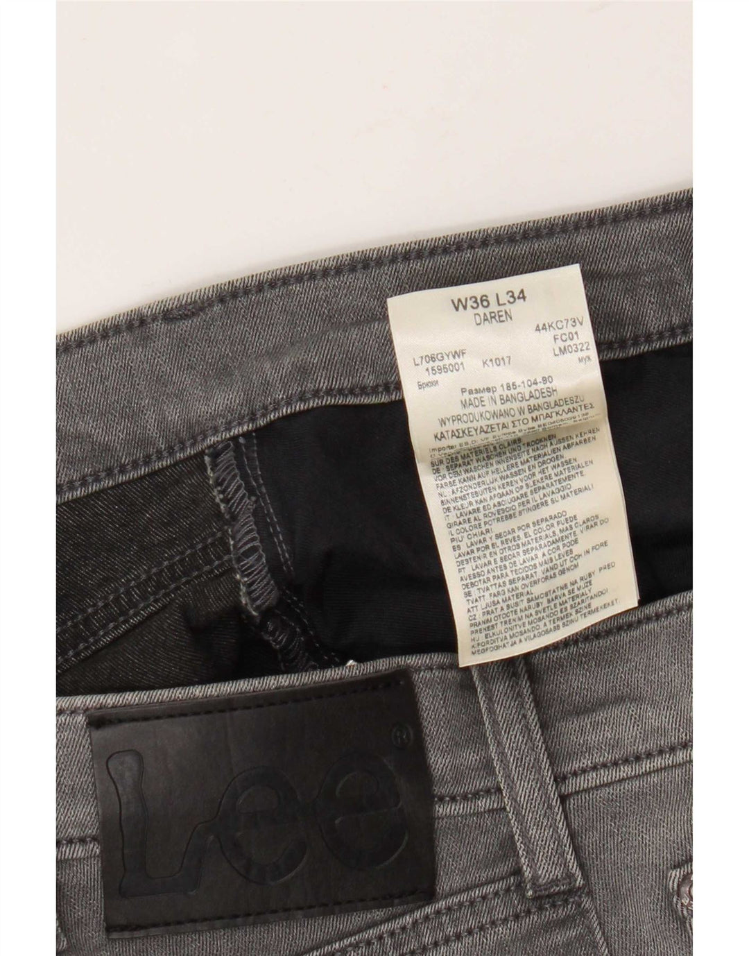 Jeans Lee Daren Slim da uomo W36 L34 cotone grigio