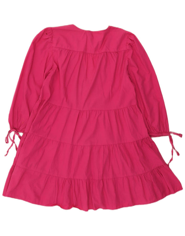 Abito a strati con maniche a 3/4 da donna Zara UK 12 cotone rosa medio