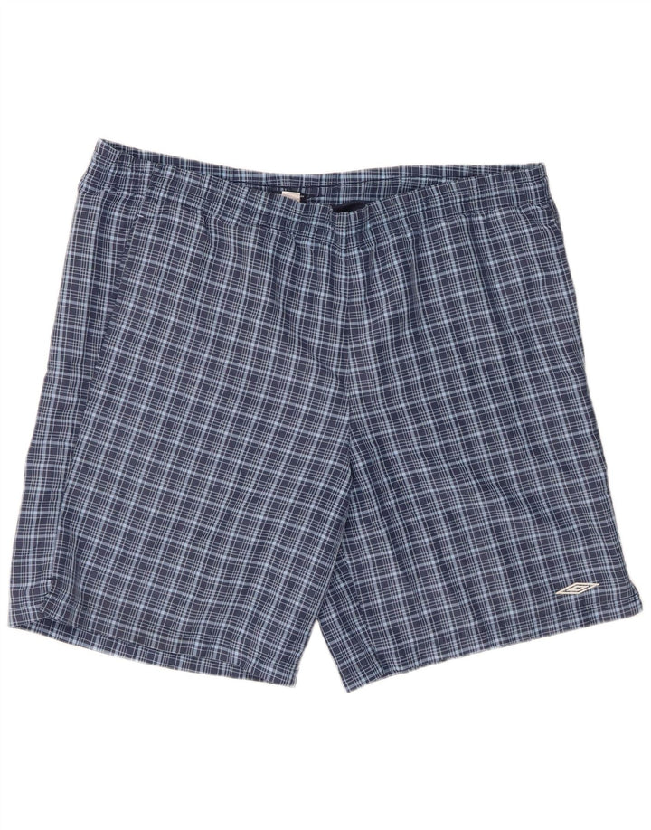 Pantaloncini da bagno da uomo Umbro XL blu navy a quadri in poliestere