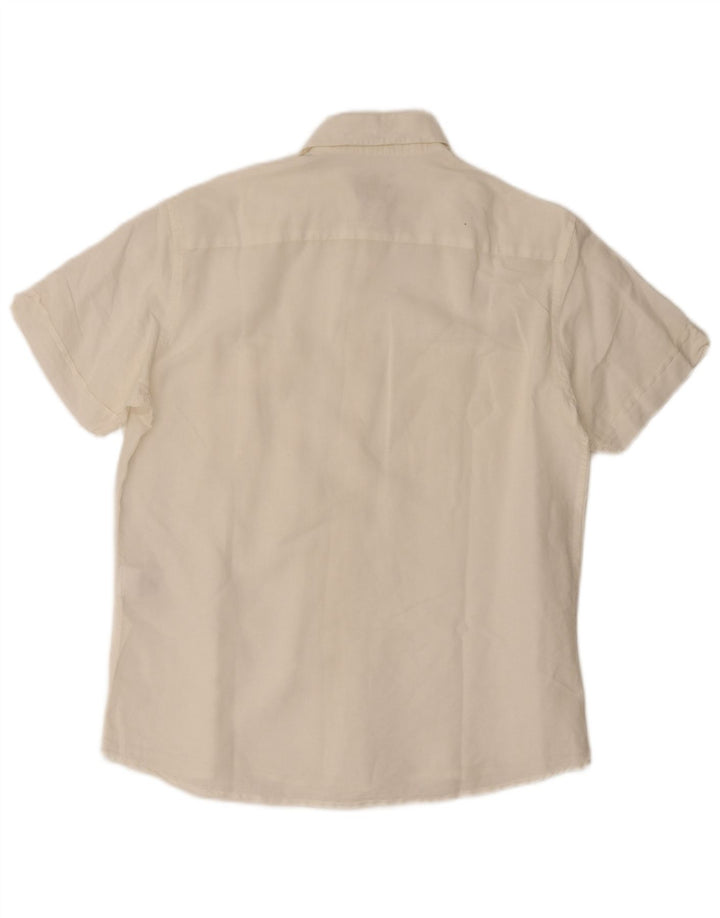 Camicia a maniche corte da uomo Mash grande in lino bianco sporco