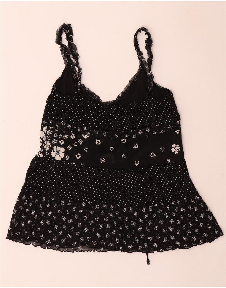 Top da donna Benetton Cami Top UK 8 piccolo poliestere floreale nero