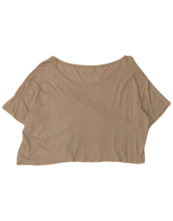 T-shirt corta Hollister da donna UK 14 Viscosa chiazzata beige medio