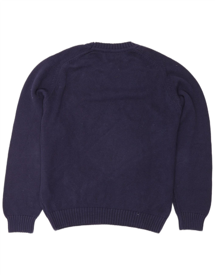 Maglione maglione girocollo da uomo Lands End in lana blu navy media