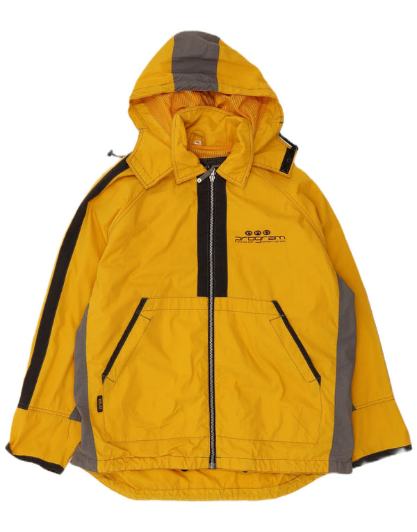 Giacca antipioggia da uomo con cappuccio Brugi IT 50 Large in cotone color block giallo