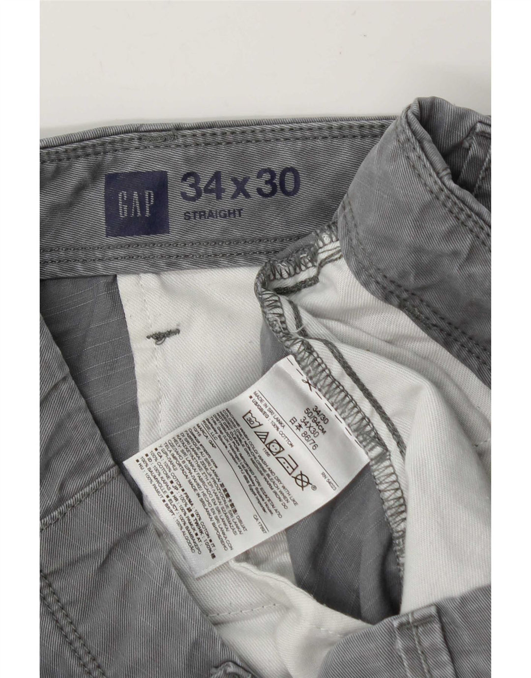 Pantaloni chino dritti da uomo Gap W34 L30 in cotone grigio