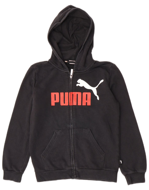 Felpa con cappuccio e zip grafica da ragazzo Puma 11-12 anni nera