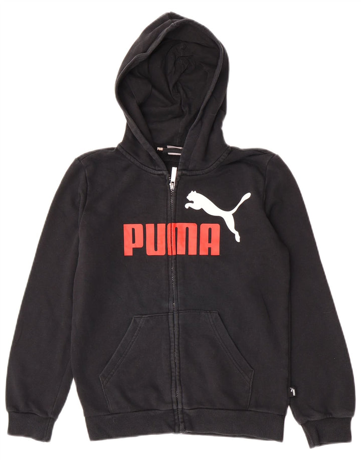 Felpa con cappuccio e zip grafica da ragazzo Puma 11-12 anni nera