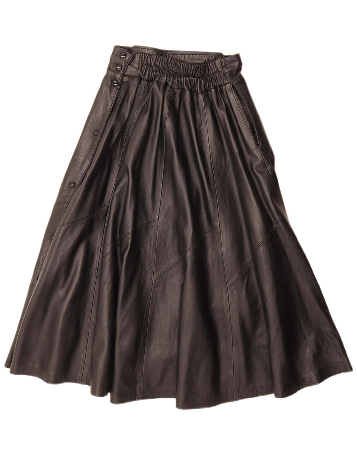 Gonna svasata in pelle vintage da donna media W28 nera