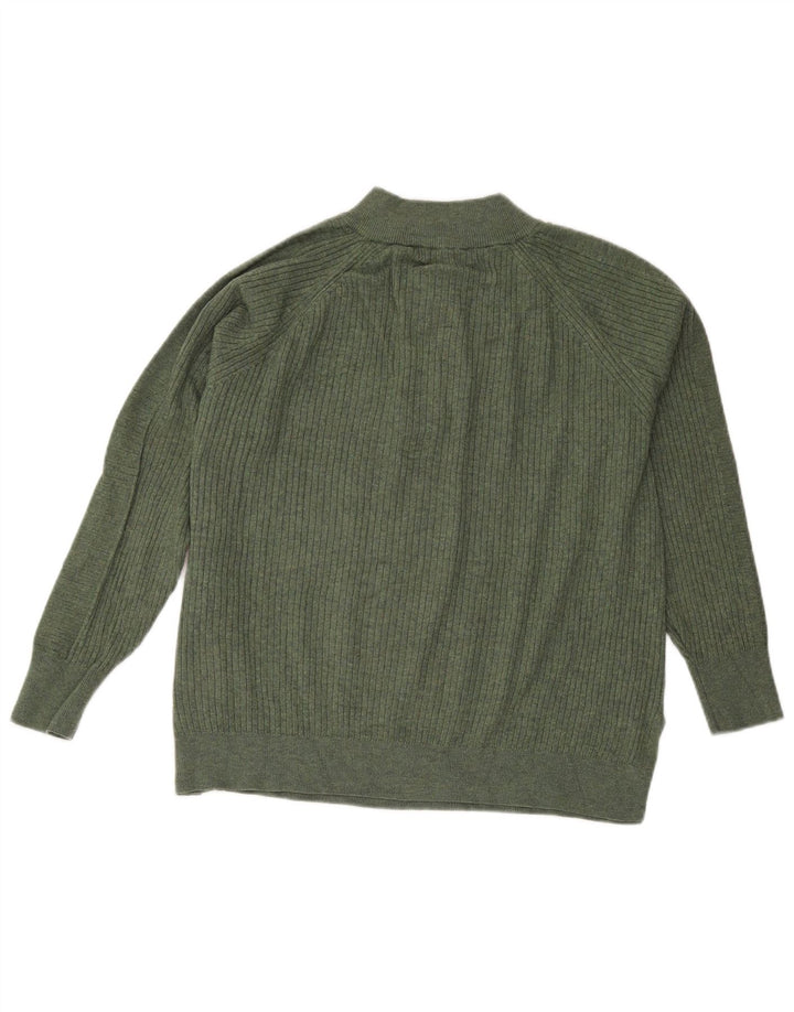 Maglione maglione con collo con zip da donna Marks & Spencer UK 16 grande verde