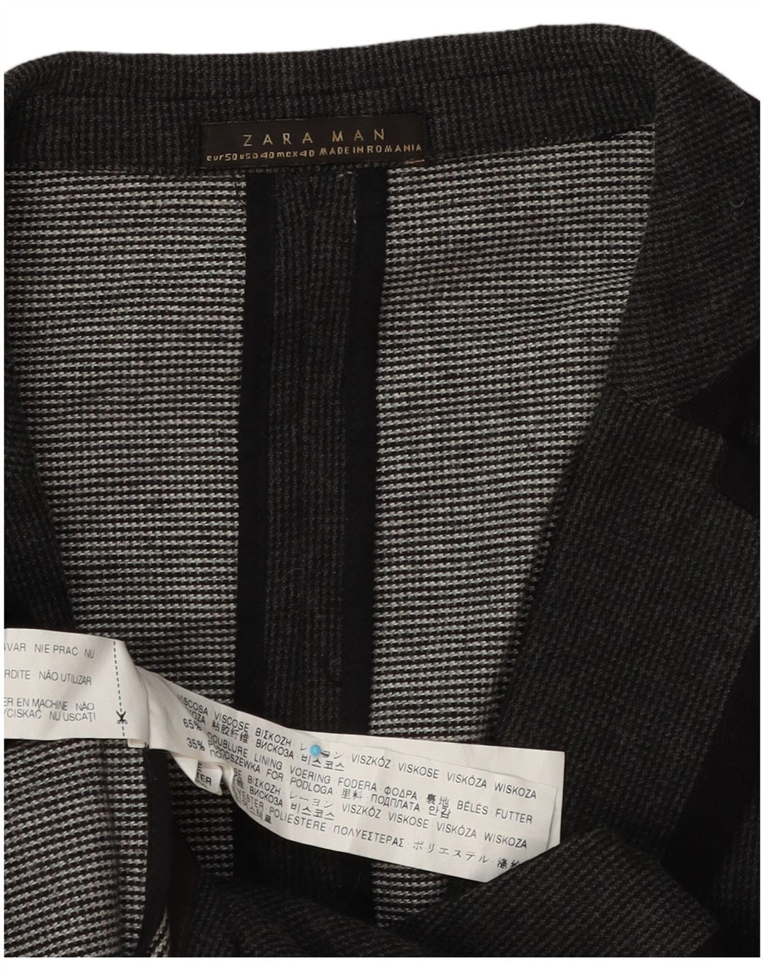 Giacca blazer da uomo a 1 bottone Zara EU 50 viscosa grigio medio