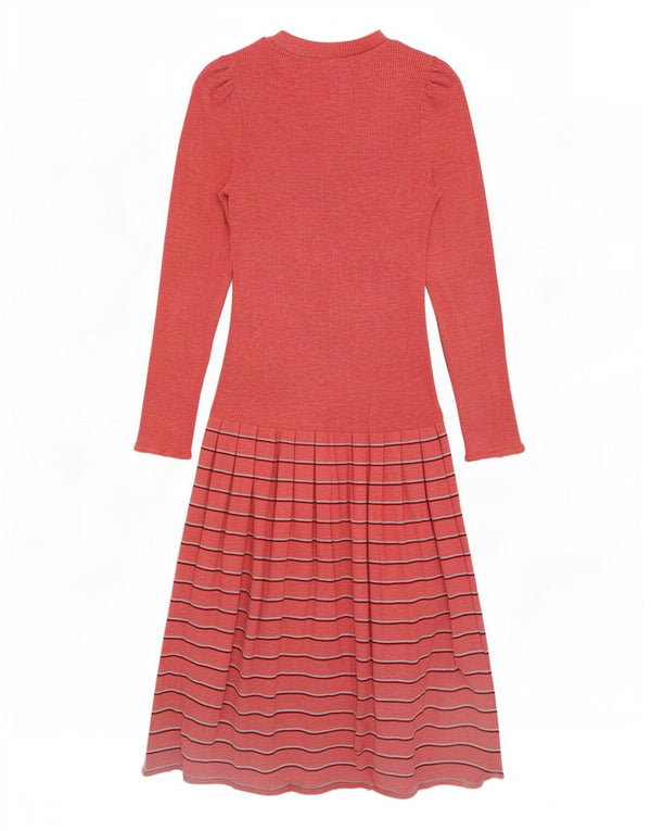 Abito maglione da donna a maniche lunghe St Michael UK 12 a righe rosa medio