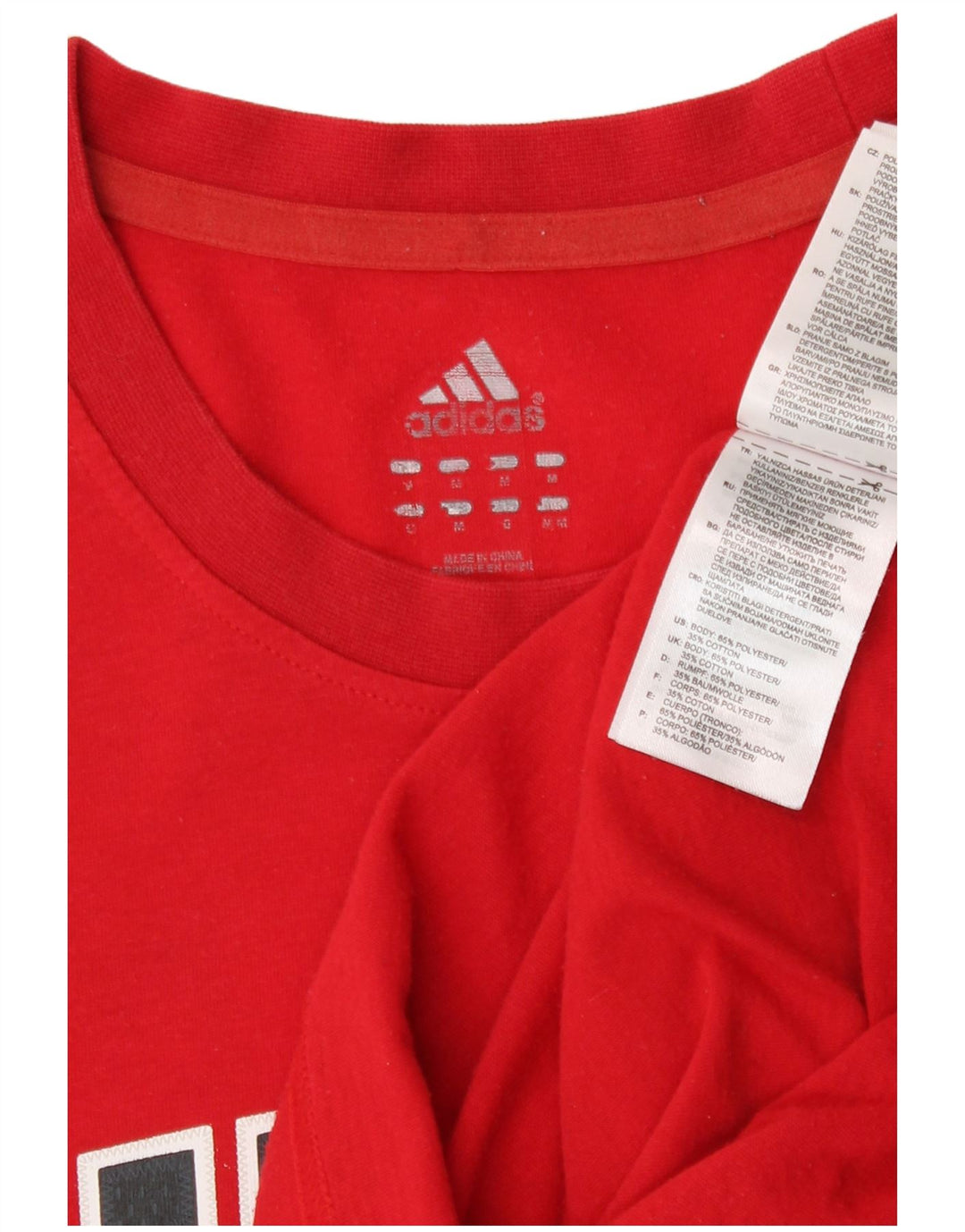 T-shirt grafica Adidas da uomo Bulls Top in poliestere rosso medio