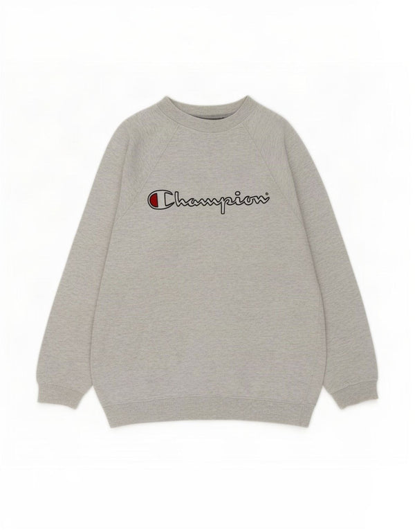 Felpa grafica da uomo Champion, maglione piccolo, cotone chiazzato grigio