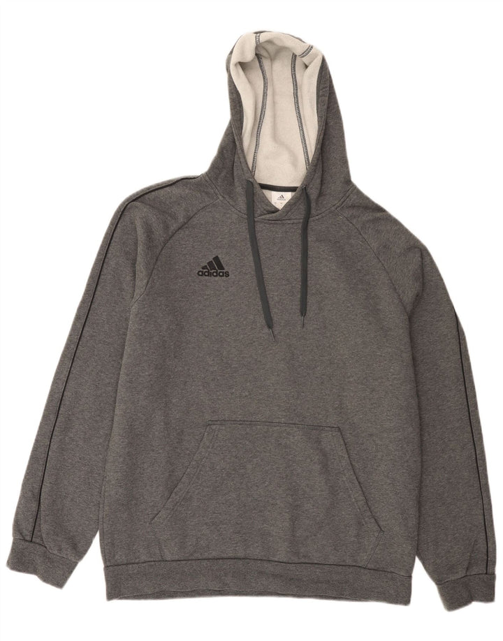 Felpa con cappuccio da uomo Adidas Large in cotone grigio