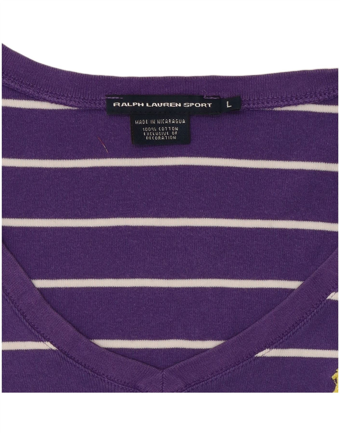 RALPH LAUREN T-shirt da donna Top UK 14 Cotone a righe grandi viola