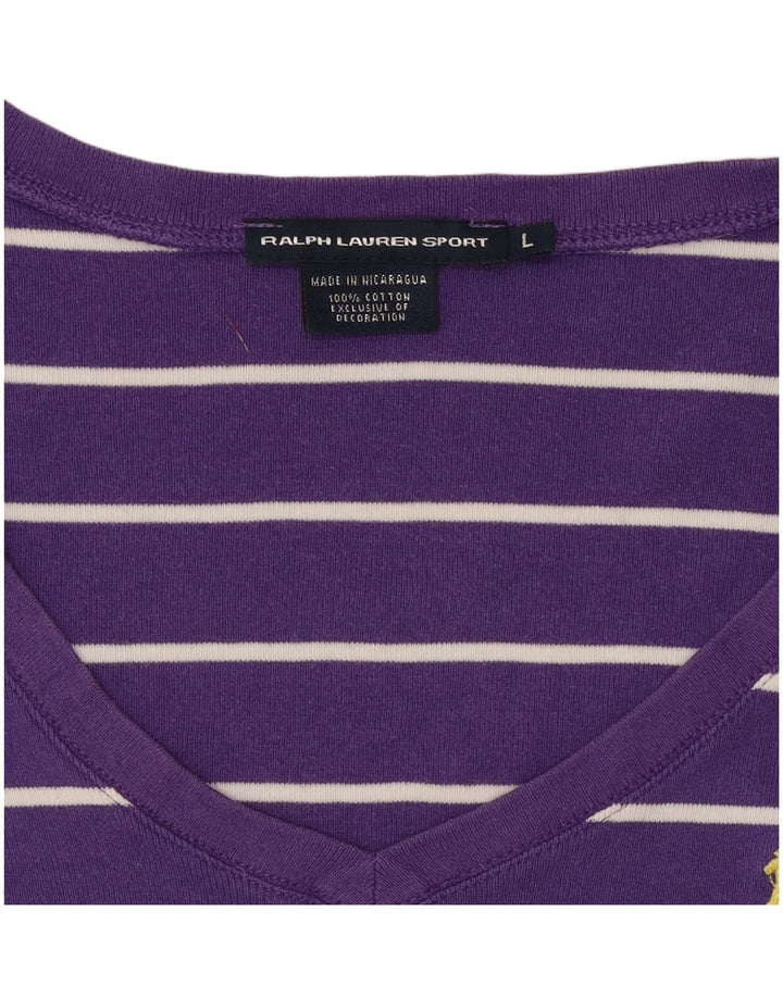RALPH LAUREN T-shirt da donna Top UK 14 Cotone a righe grandi viola