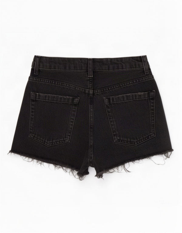 Pantaloncini di jeans invecchiati da donna Topshop UK 6 XS W24 cotone nero
