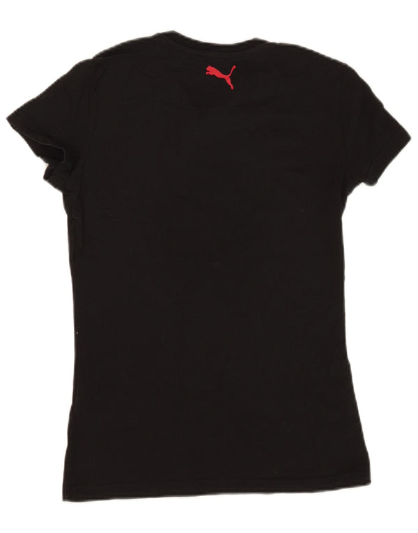 PUMA T-shirt grafica da donna AC Milan UK 10 piccola in cotone nero