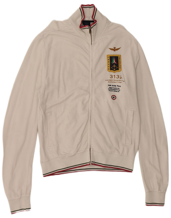 Aeronautica Militare Giacca da tuta grafica da uomo di grandi dimensioni in cotone marrone
