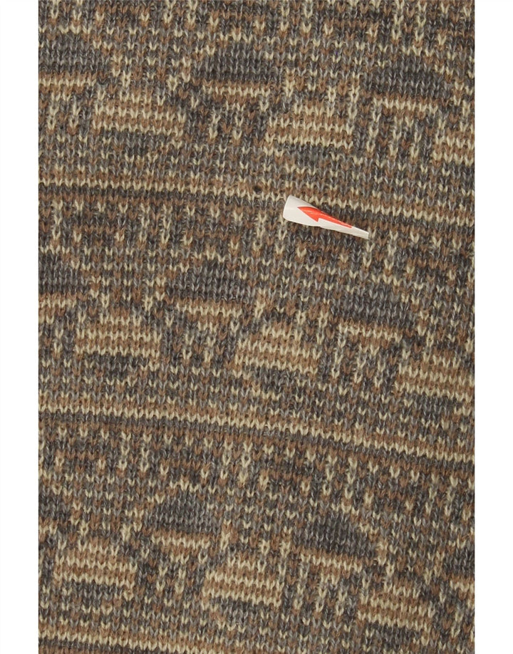 Maglione cardigan da uomo vintage in lana Fair Isle grigio medio