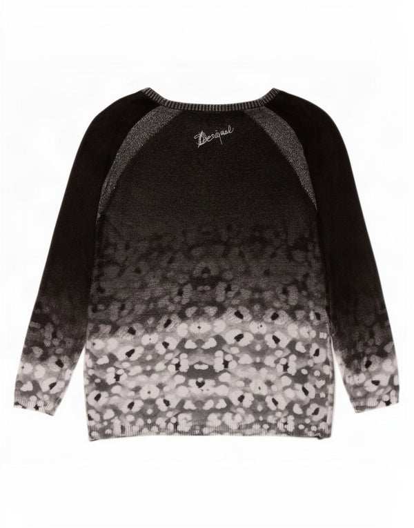 Desigual Donna Maglione con scollo a barchetta Maglione UK 14 Medio Nero Stampa animalier