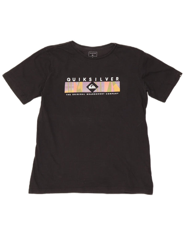T-shirt grafica Quiksilver da ragazzo vestibilità regolare 15-16 anni in cotone nero