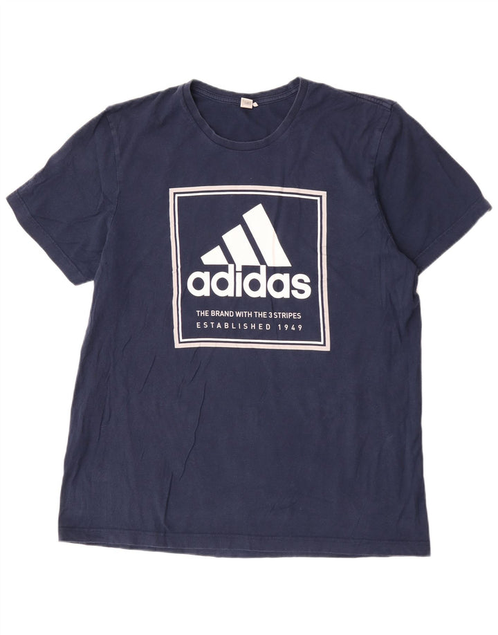 T-shirt grafica da uomo Adidas Top grande blu navy