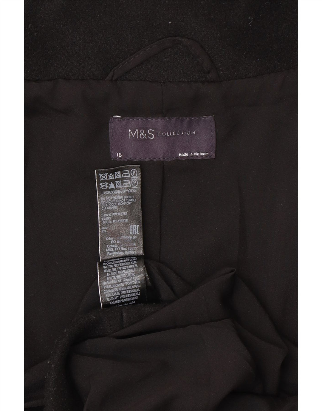 Cappotto da donna Marks & Spencer UK 16 grande poliestere nero