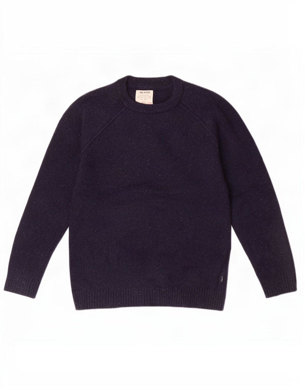 Maglione maglione girocollo da uomo Fat Face XL Lana d'agnello screziata blu navy