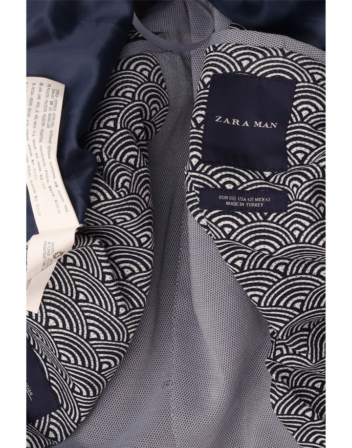 Giacca blazer da uomo a 2 bottoni Zara EU 52 grande poliestere blu