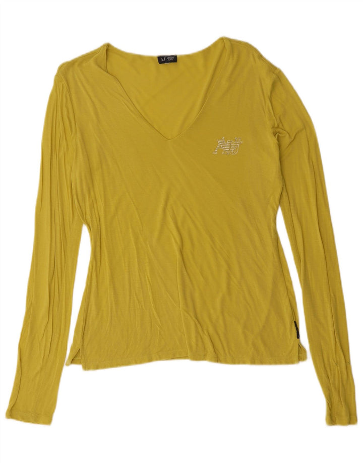 Top manica lunga da donna Armani UK 14 giallo medio