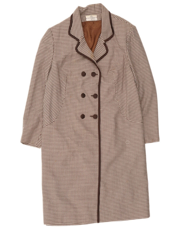 Cappotto doppiopetto da donna Alta Moda UK 8 piccolo pied de poule marrone