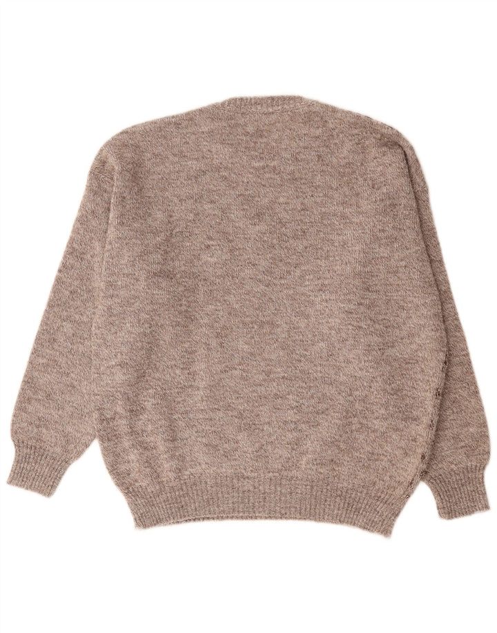 Maglione maglione girocollo da uomo vintage grande marrone geometrico