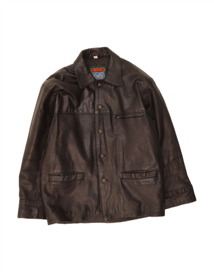ROUTE 66 Mens Leather Jacket UK 40 Large Black Leather