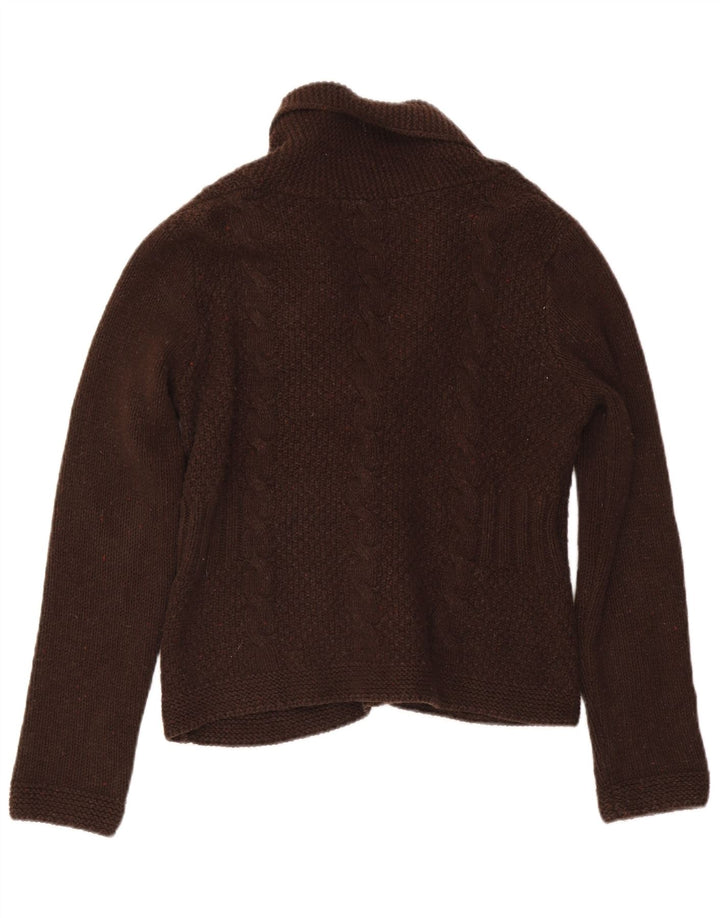 Maglione cardigan da donna Eddie Bauer UK 12 Cotone screziato marrone medio