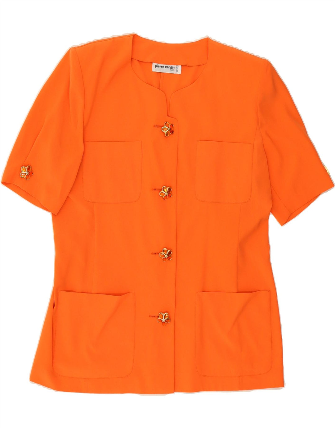 PIERRE CARDIN Womens Short Sleeve Blazer Jacket UK 14 Medium Orange Vintage Pierre Cardin and Second-Hand Pierre Cardin from Messina Hembry 